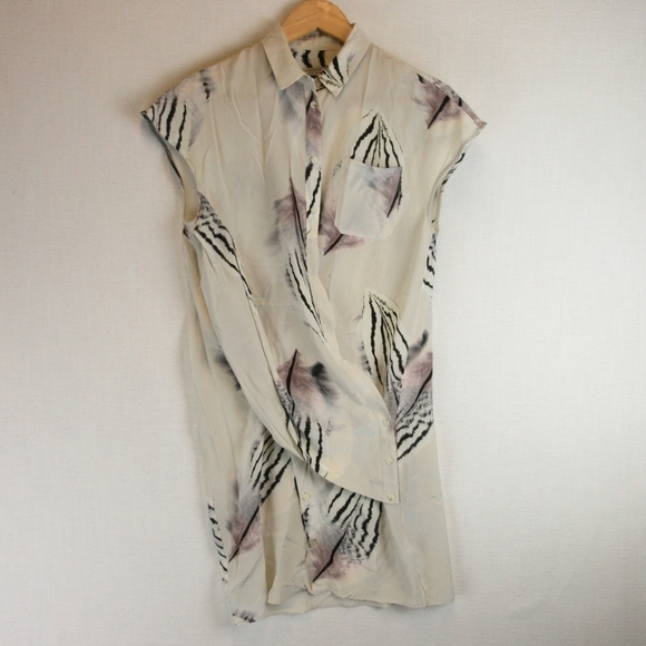 All Saints Dresses & Skirts - All Saints Astra Piuma Asymmetrical Dress - Cream and Black